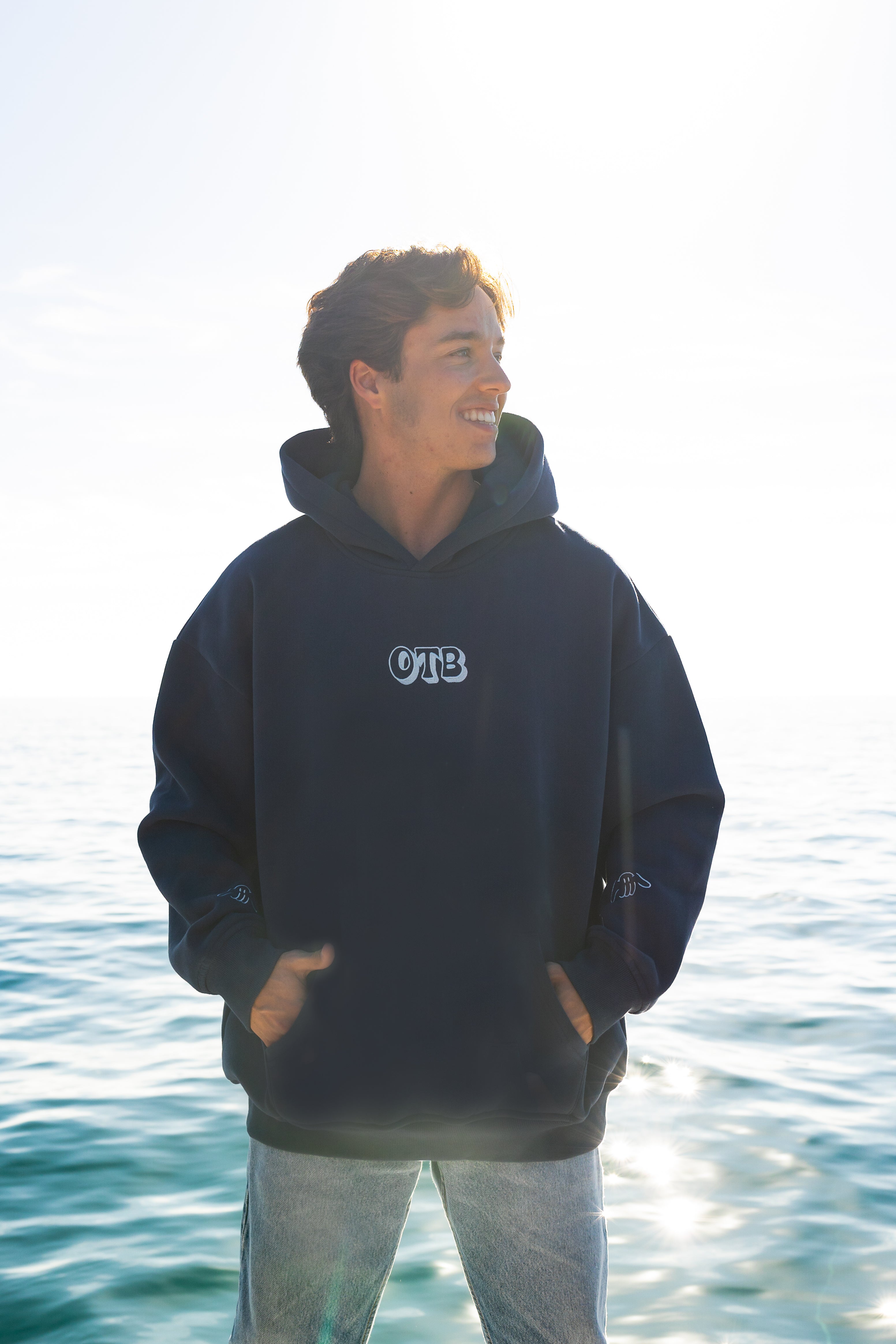 Shark Tooth Embroidered Hoodie - Navy Blue | Outheback Surf Club